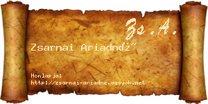 Zsarnai Ariadné névjegykártya